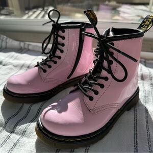 Dr. Martens Kids 1460 Light Pink Patent Boots Size 10